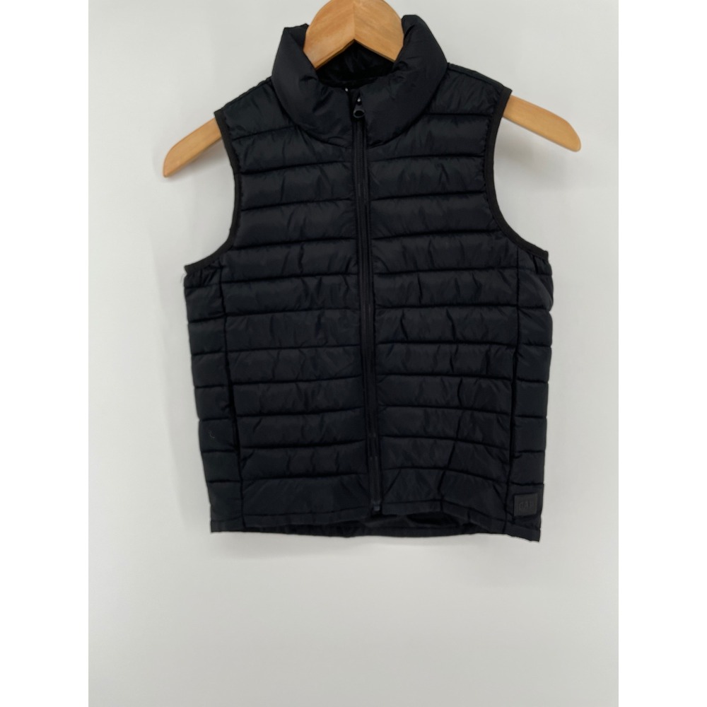 Gap Kids Puffer Vest Youth Small Black Lightweight Water-Resistant Recycled